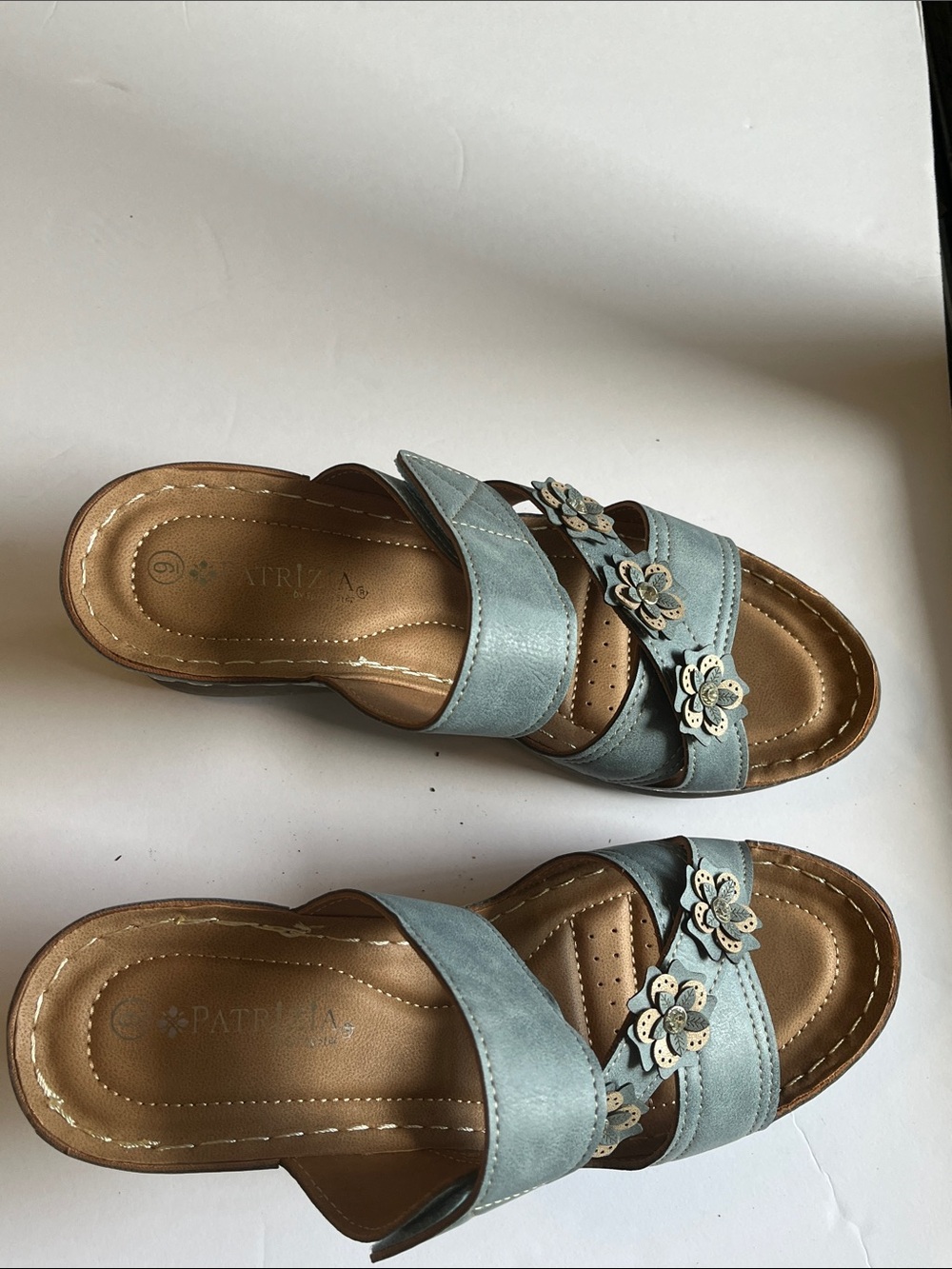 Spring Step Teal Floral Slide Sandals - Picture 4 of 5